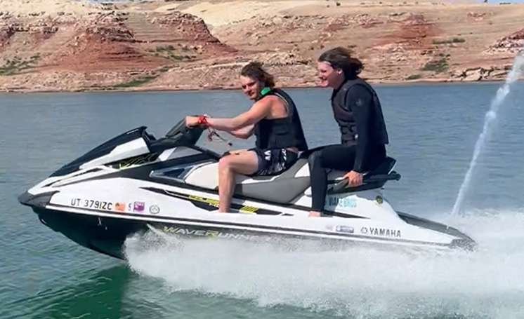 Wake Bros Rentals Waverunner speeding through the water, offering thrilling rides on a sunny day.