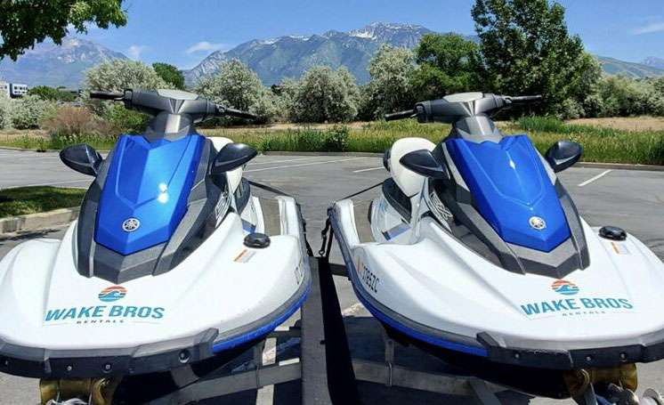 Jet skis on a sunny day on the water, perfect for summer fun
