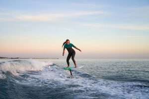 A high-performance wake foil board available for rent from Wake Bros Rentals, perfect for thrilling water sports