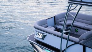 The Caribbean LX250L pontoon boat from Wake Bros Rentals, offering unmatched comfort and style