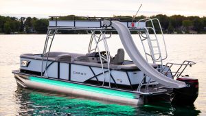 The luxurious Caribbean LX250L from Wake Bros Rentals, ideal for a premium boating experience on the water.