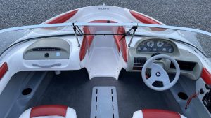 Wake Bros Rentals Glastron boat with steering wheel and dashboard